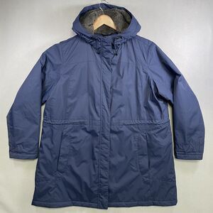 LL Bean Winter Warmer Coat Jacket Womens Blue Hooded Quilted Parka Nylon Plus 2X